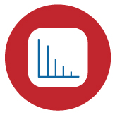 LIGHTHOUSE Instruments home red and white icon descending bar graph