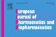 Cover of the European Journal of Pharmaceutics and Biopharmaceutics, April 2005 issue, featuring a blue background and bold white and pink text, highlighting research advances in headspace gas analysis.